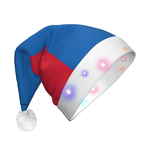 GaxfjRu Weihnachtsmütze mit mongolischer Flagge, Unisex, Samt, Weihnachtsmannmütze für Weihnachten, Party, klassische Weihnachtsmütze mit buntem LED-Lichtstreifen von GaxfjRu