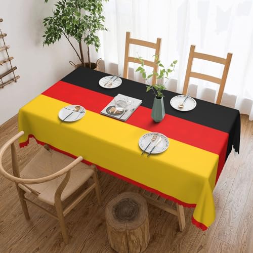 Klassische elegante Polyester-Tischdecke mit deutscher Flagge, rechteckig, knitterarm und gefärbt, waschbare Tischdecke von GaxfjRu