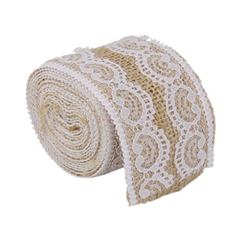 Gazechimp 2m Deko Vintage Hochzeit Spitzenband Sackleinen Selbstklebende Juteband von Gazechimp