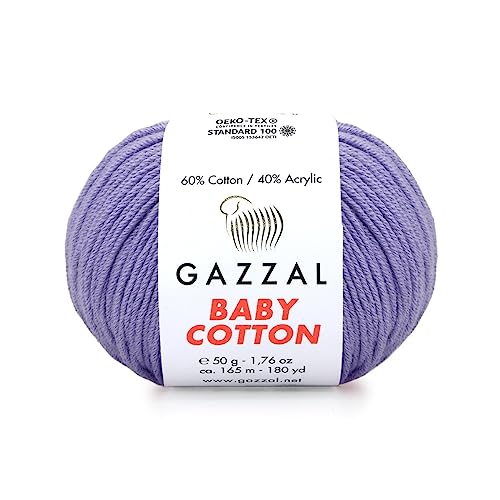 1 Packung (Knäuel) Gazzal Baby Baumwolle, 60 % Baumwolle, 40 % Acryl, je Knäuel 50 g, DK-Kammgarn, Amigurumi-Garn, Baby-Garn, 3420 von Gazzal Baby