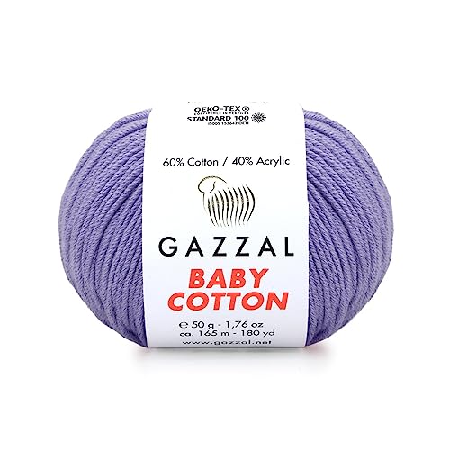 1 Packung (Knäuel) Gazzal Baby Baumwolle, 60 % Baumwolle, 40 % Acryl, je Knäuel 50 g, DK-Kammgarn, Amigurumi-Garn, Baby-Garn, 3420 von Gazzal