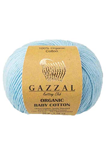 Gazzal 50g Organic Baby Cotton weiche Babywolle Stricken 100% Baumwolle Bio 115m/50g Wolle türkische Wolle (423) von Gazzal