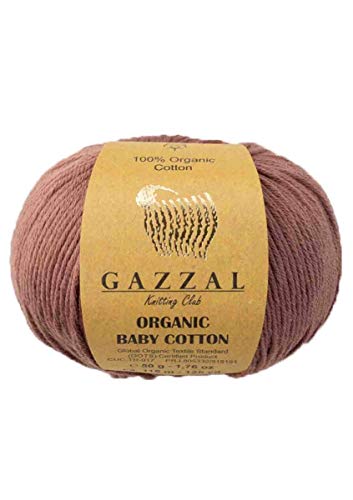 Gazzal 50g Organic Baby Cotton weiche Babywolle Stricken 100% Baumwolle Bio 115m/50g Wolle türkische Wolle (433) von Gazzal