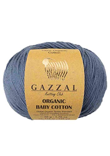 Gazzal 50g Organic Baby Cotton weiche Babywolle Stricken 100% Baumwolle Bio 115m/50g Wolle türkische Wolle (434) von Gazzal