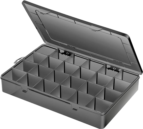 Gbivbe 24 Fächern Extra groß Sortierbox für Kleinteile Plastik Aufbewahrungsbox Aufbewahrung mit Deckel, Schwarz Sortimentsboxen, Schmuck Organizer Box für Ohrringen, Saatgut, Perlen von Gbivbe