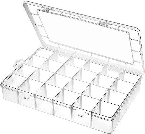 Gbivbe Extra groß 24 Fächern Plastik Sortierbox für Kleinteile Boxen Aufbewahrung mit Deckel, Sortimentskasten Aufbewahrungsbox, Schmuck Organizer Box für Ohrringen, Saatgut, Perlen von Gbivbe