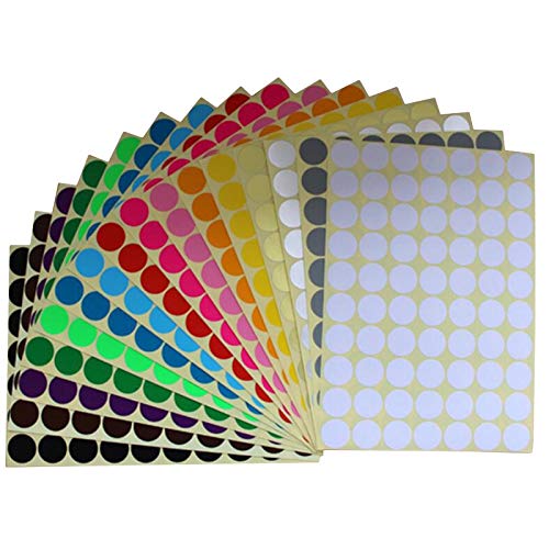 Gbloodst 10 Pack 19MM Farbige Leere Papier Aufkleber für Flaschen VerschlüSse und Etiketten Aus äTherischen ÖLen Leere Runde Kreis Aufkleber von Gbloodst