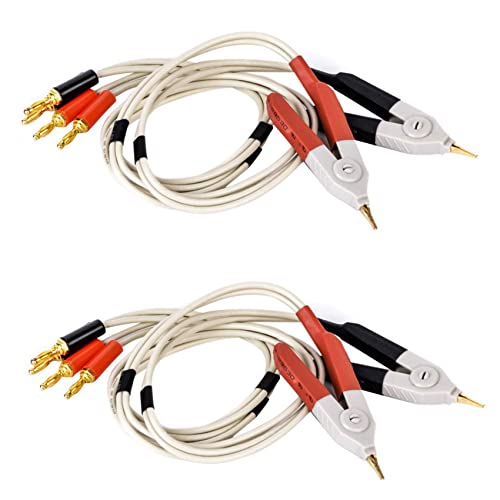 Gbloodst 2 Paar Isolierte Bananenstecker Klemme Kabel Niedriger Widerstand LCR Clip Sondenkabel Messgerät Testen Terminal Kelvin von Gbloodst