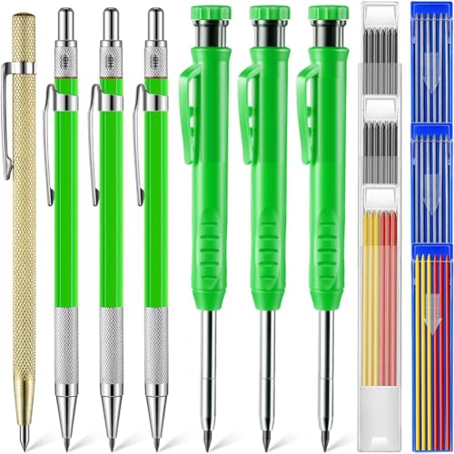 Gbloodst 7 Stück Tischler Druckbleistift 2-in-1 Set wie abgebildet Kunststoff Hartmetall Anreißnadel und tiefes Loch für Architekten DIY Projekte von Gbloodst