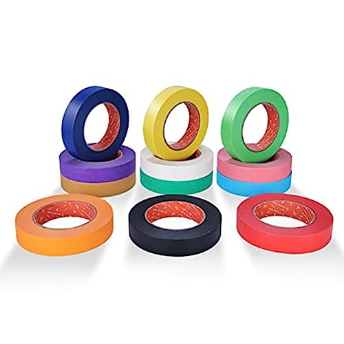 Gbloodst Farbiges Abdeckband, 1, 980 Fuß x 2,5 cm, 12 Farben, verschiedene Regenbogenfarben, Bastel-Klebeband für Kinder von Gbloodst