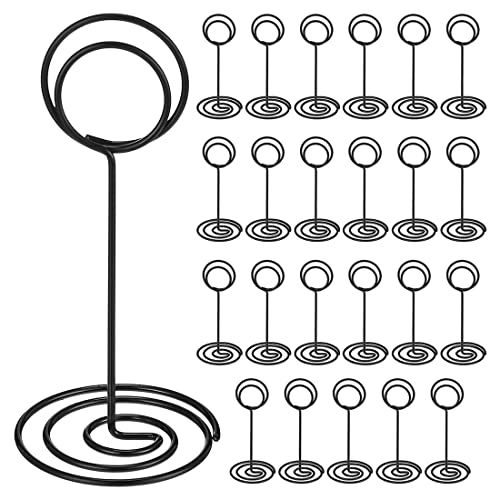 Gbloodst Packung mit 24 Tischnummernhaltern, Kartenhalter für Hochzeitstische, Fotoclips, Notizen, Fotohalter (schwarz) von Gbloodst