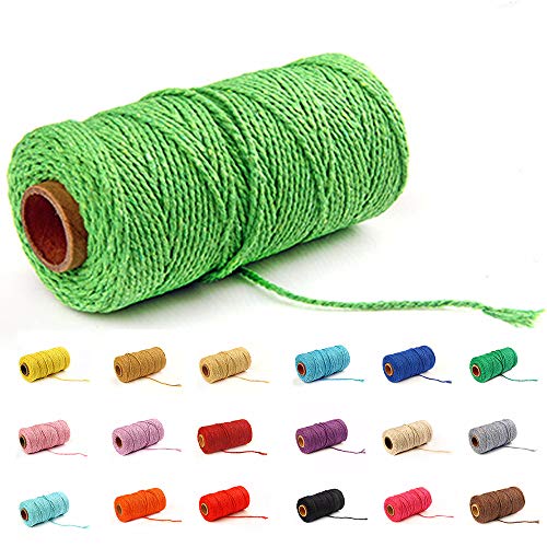 100 Yard/2 mm Baumwollseil, bunt, Handwerk, Kordel zum Stricken von Geschenken, Basteln (grün-1) von Gbrand