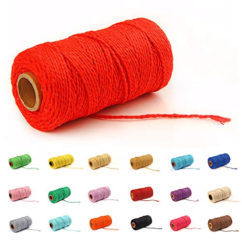 100 Yard/2 mm Baumwollseil, bunt, Handwerk, Kordel zum Stricken von Geschenken, Basteln (rot-1) von Gbrand