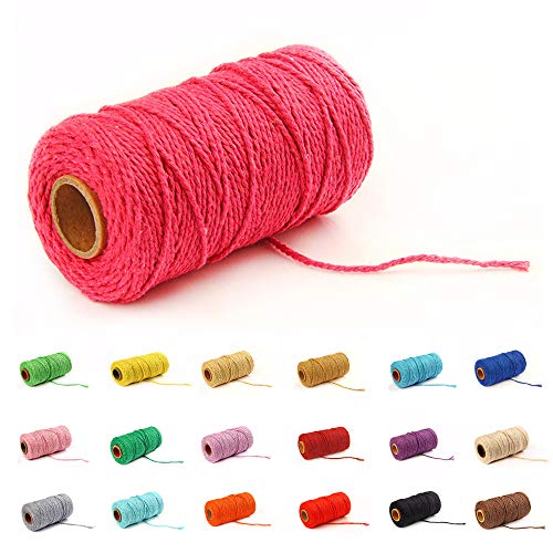 Gbrand 100 Yard / 2mm farbiges Baumwollseil Bastelschnur Strickschnurseil zum Basteln Geschenkverpackung (#03 Rose Red) von Gbrand