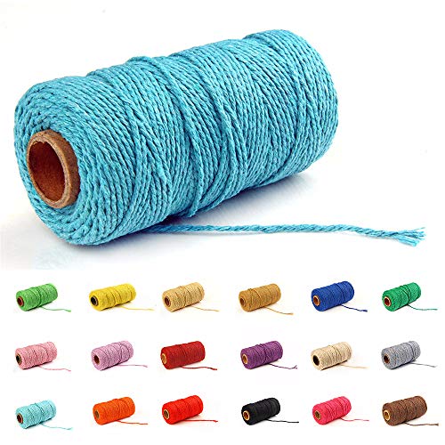 Gbrand 100 Yard / 2mm farbiges Baumwollseil Bastelschnur Strickschnurseil zum Basteln Geschenkverpackung (#16 Blau) von Gbrand