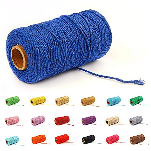 Gbrand 100 Yard / 2mm farbiges Baumwollseil Bastelschnur Strickschnurseil zum Basteln Geschenkverpackung (#19 Dunkelblau) von Gbrand