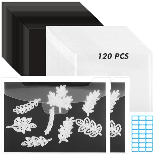 Magnetische Blätter für Stanzformen, 0,6 mm Dicke, nicht klebende Magnetblätter mit Aufbewahrungstaschen, gestanzte Aufbewahrung, 16,5 x 22,9 cm, 120 Stück (60 Blatt + 60 Taschen + Etikettenaufkleber) von GcFoir