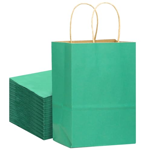 Gcardist Große 16Pcs Mint Grün Kraftpapier Taschen mit Griffen 33x26x13cm Geschenkpapier Taschen Solid Color Taschen (13x10x5Inch, Große Größe) von Gcardist