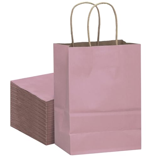 Gcardist Große 16Pcs Rosa Lila Kraftpapier Taschen mit Griffen 33x26x13cm Geschenkpapier Taschen Solid Color Taschen (13x10x5Inch, Große Größe) von Gcardist