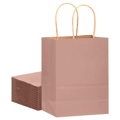 Gcardist Große 16Pcs Zimt Rosa Kraftpapier Taschen mit Griffen 33x26x13cm Geschenkpapier Taschen Solid Color Taschen (13x10x5Inch, Große Größe) von Gcardist