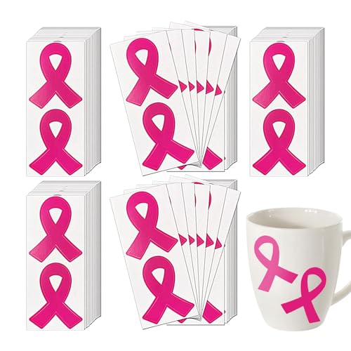 100-pack Women Breast Awareness Stickers, Support Women Stickers, Pink Ribbon Support Stickers for Charity Events, Empower Women Through Awareness Versatile for Arms, Laptops, and More von Gcerfby