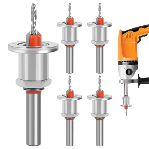 5-teilige Legierungsstahl-Taper-Bohrbits Set, hochpräziser Schneidwerkzeug, Counter-Spüle-Bits, Verbesserte Leistung, Schnellspipentfernung, 8 mm, für die massive Holzdichteplatte von Gcerfby