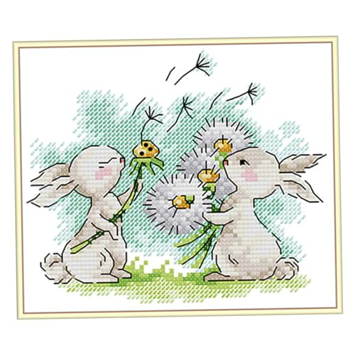 Gcroet Cross -Stich -Kits DIY Bunny Themeed Stickset mit stumpfem Nadel niedliche Cartoon -Baumwoll -Kreuzstich -Kits für Erwachsene mit Anweisungen, Style2. von Gcroet