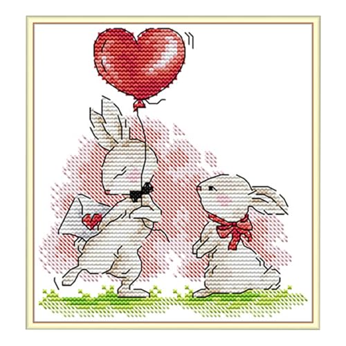 Gcroet Cross Stitch Kits DIY Bunny Themeed Sticky Kit mit stumpfem Nadel niedliche Cartoon -Baumwoll -Kreuzstich -Kits für Erwachsene mit Anweisungen, Style1. von Gcroet