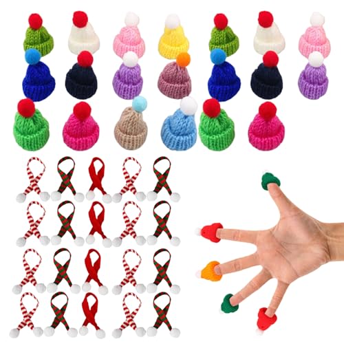 Gcroet Mini -Weihnachtshüte und Schals 40pcs/Set Mini Santa Hats für Handwerksbetriebs -Farbdiy Craft Mini Strickhut für Weinflaschen Weihnachten Party Dekorationen von Gcroet