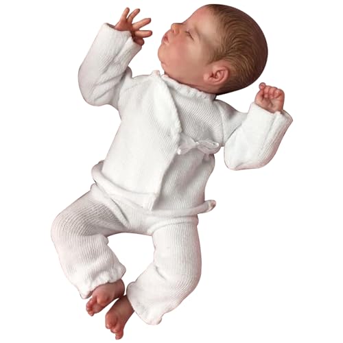 Gcroet Wiedergeborene Puppen 9,8 Zoll Silikon Babypuppe weiche realistische Babypuppe mit handgezogenen Haaren und Kleidung, die echte lebensechte Babypuppe für Mädchengeschenke Aussehen. von Gcroet