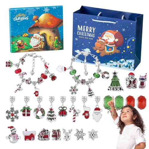 Gdnhovfnxe Countdown-Kalender Schmuckherstellungsset, Weihnachts-Adventskalender, Wiederverwendbarer Adventskalender Countdown-Kalender, Damen-Schmuck-Weihnachtsmann-Schmuckherstellungsset für von Gdnhovfnxe