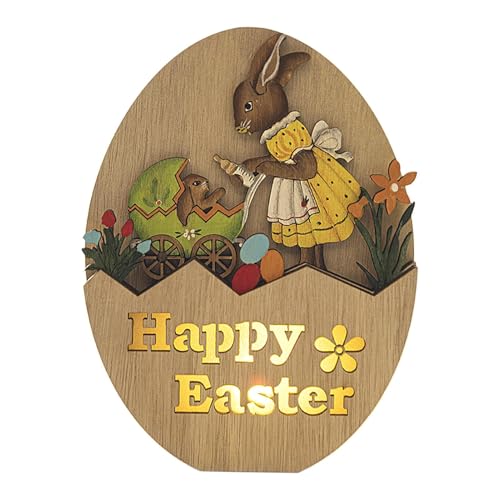 Gdnhovfnxe Ostern-Mittelstück-Tischdekorationen,Ostern-Tischdekorationen aus Holz, Osterdekorationen, leuchtendes Design, Niedliche Tischdekoration, Nachtlicht für Familie, Freunde, Kollegen von Gdnhovfnxe