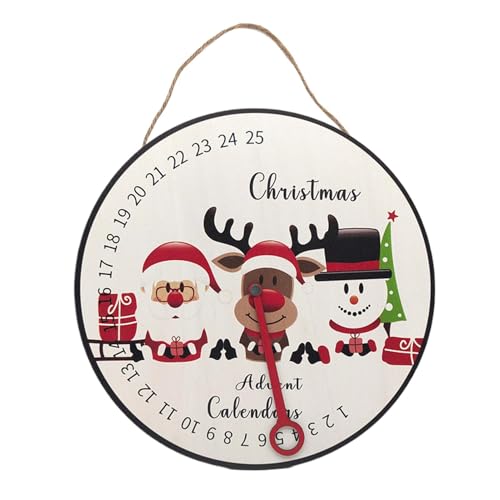 Gdnhovfnxe Weihnachts-Countdown-Kalenderschild, Countdown bis Weihnachten-Wandschild - Advents-Countdown-Kalender-Wandschild aus Holz,Winterurlaub-Szenen-Requisiten, Baummontage, Countdown-Uhr für von Gdnhovfnxe