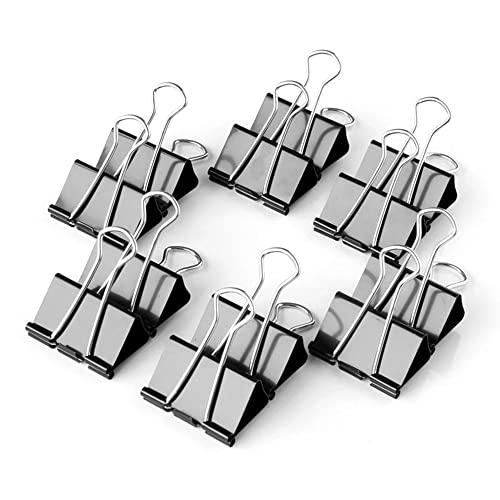 48 Stück Foldback Klammern Schwarze Büroklammern Vielzweckklammern Papier Metall Binder Clips Papierklammern für Fotos Notizen Briefpapier Bürobedarf- 25mm von Gdrelgnt