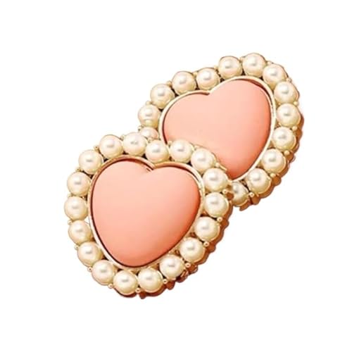 Craft Pearl Knöpfe,Perlenknöpfe, 10 Stück 23 mm herzförmige Perlmuttknöpfe for Kleidung Herz-Metallknöpfe Modische dekorative Knöpfe for Hemd(Pink) von GeOinQL