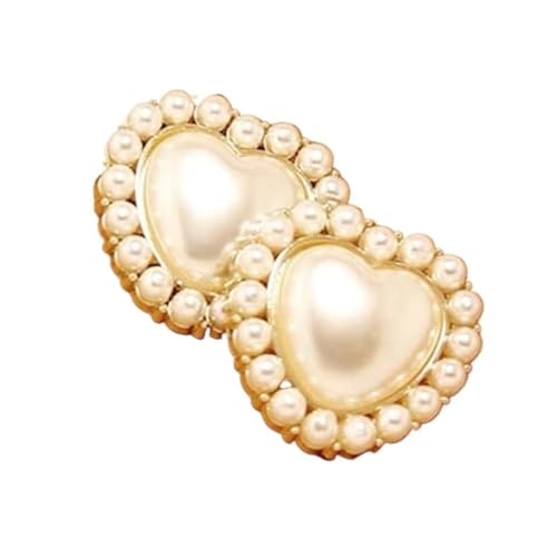 Craft Pearl Knöpfe,Perlenknöpfe, 10 Stück 23 mm herzförmige Perlmuttknöpfe for Kleidung Herz-Metallknöpfe Modische dekorative Knöpfe for Hemd(White) von GeOinQL