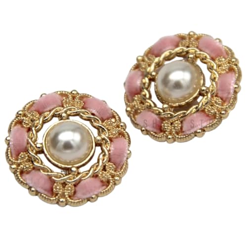 Craft Pearl Knöpfe,Perlenknöpfe, 4 Stück 25 mm große Vintage-Perlenknöpfe for Damenmäntel for Nähen von Retro-Blazern, Anzügen, Kleidern, handgefertigt, DIY-Handarbeiten(Pink) von GeOinQL