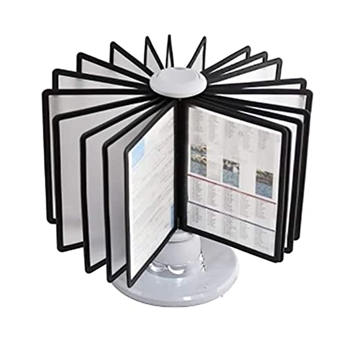 Referenz-Display-Dokumentenhalter, Katalogständer, 20 doppelseitige Tafeln, Briefgröße, Desktop-Referenzsystem, zur Anzeige von A4-Dokumenten, Produktpreisliste, drehbarer Einsatz (Farbe: Grau)(Color: von GeOinQL