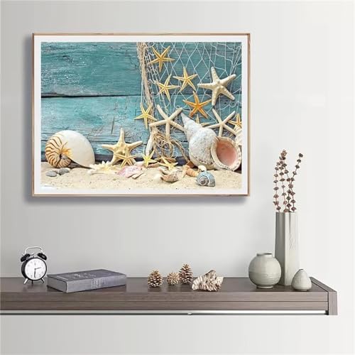 GeRRiT Strandmuschel Seestern Diamant Painting für Erwachsene Kinder 5D Diamond Painting Set DIY Strass Diamant Kunst Kits Diamant Painting Bilder für Zuhause Dekor 40x50cm von GeRRiT