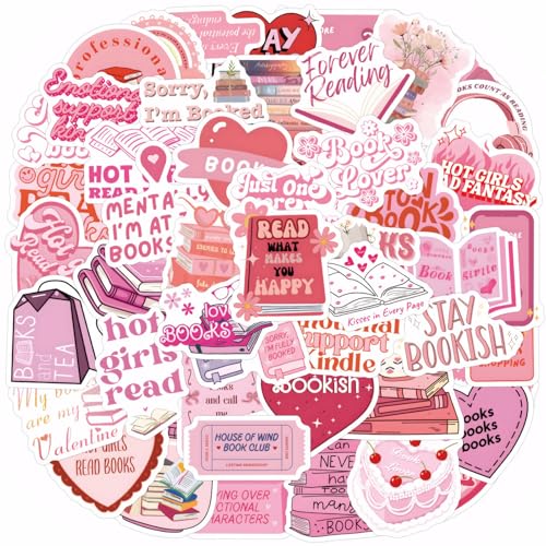 120 Stück Sticker Aesthetic Rosa Bookish Sticker Ästhetische Aufkleber Kindle Sticker Ästhetische Aufkleber Ästhetische Aufkleber Wasserfest Vinyl-Aufkleber Aufkleber für Laptops Bücher Flaschen von Geaanen