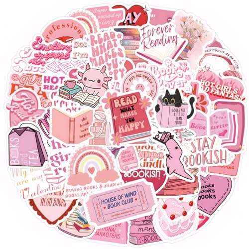 120 Stück Sticker Aesthetic Rosa Bookish Sticker Ästhetische Aufkleber Kindle Sticker Ästhetische Aufkleber Ästhetische Aufkleber Wasserfest Vinyl-Aufkleber Aufkleber für Laptops Bücher Flaschen von Geaanen