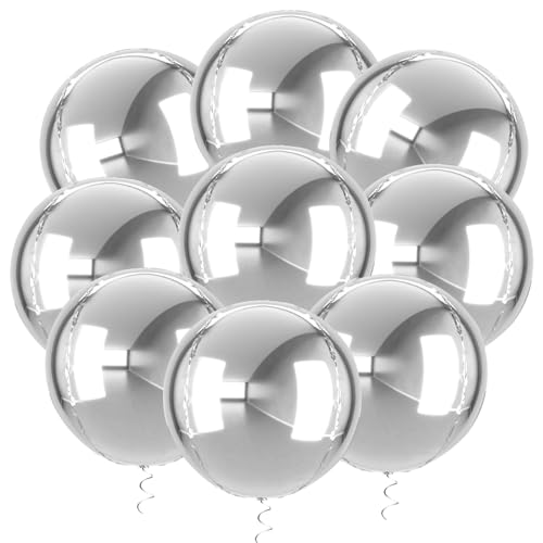 XXL Luftballons Silber 22 Zoll Groß 4D Silber Foil Ballons 9Pcs Ballons Silber Folienballon Folienballons luftballon silber für Babyparty Hochzeiten Jubiläum Geburtstag Feier Party Dekoration von Geaanen