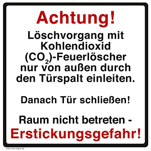 Warnaufkleber „Achtung Erstickungsgefahr!CO2-Feuerlöscher Raum nicht betreten“ Warnhinweis Folie | 10x10cm Made in Germany von Geakv