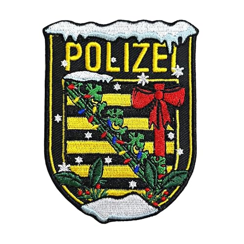 Polizei Xmas Sachsen Textil Patch mit Klett Weihnachtsdesign von Gearbuddies