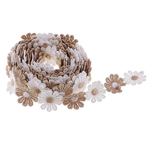 Spitzenband mit Gänseblümchen, Stickerei, 25 mm, 25 mm, Kaffeebraun Spitzenband mit Gänseblümchen, Stickerei, 25 mm, 25 mm, Kaffeebraun von Geardeangloow