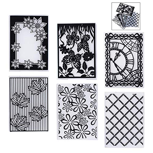 Gearmax Prägeschablone Prägefolder Embossing Folder Transparent Scrapbooking Stempel für Fotoalbum Dekor Präge Papier Karten Handwerk(6 Stück) von Gearmax