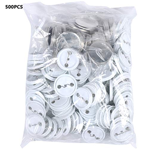 Blanko-Button-Teile-Set, 500 Stück 4,4 cm große runde Knöpfe, 1 Badge-Set enthält 1 Eisenkappe, 1 transparente Folie und Pin-Down-Kappe für Bekleidung und Heimdekoration (44 mm) von Gearwell