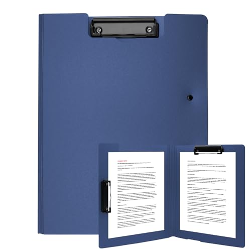 Klemmbrett A4,Klemmmappe A4 mit Deckel, Klemmbrettmappe mit 2 Klemmen,Schreibmappe Klemmbrett mit deckel, Schreibbrett für Büro/Geschäft/Baustelle/Schule Clipboard Folder (Blau, A4) von Gebrazy