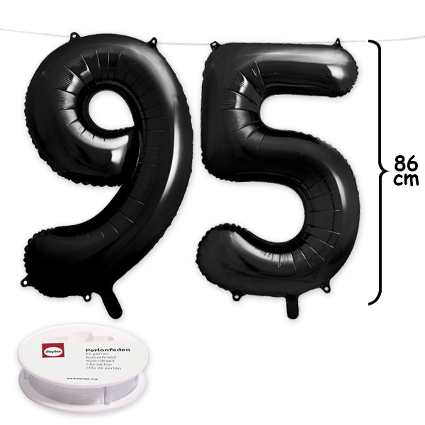 95. Geburtstag, XXL Zahlenballon Set 9 & 5 in schwarz, 86cm hoch von Geburtstagsfee