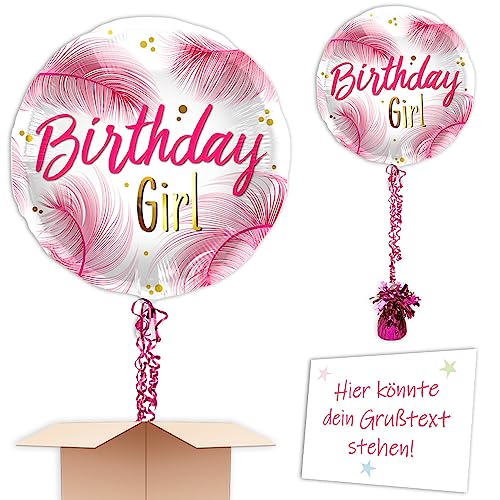 "Birthday Gill" Heliumballon inkl. Heliumfüllung, Schmuckbänder, Gewicht und Karte mit Wunschtext als Geschenk oder an Wuschadresse senden von Geburtstagsfee